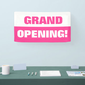 Pink template grand opening business banner