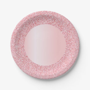 Pink Template Trendy Rose Gold Glitter Modern Paper Plate