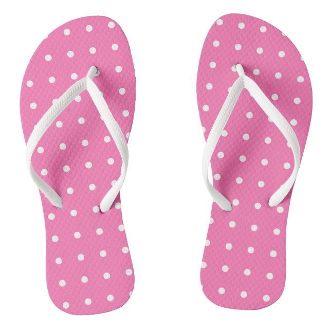 Pink Template White Dots Rustic Pattern Design Thongs (Footbed)