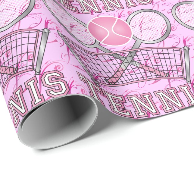 Pink Tennis Ball Game Wrapping Paper (Roll Corner)