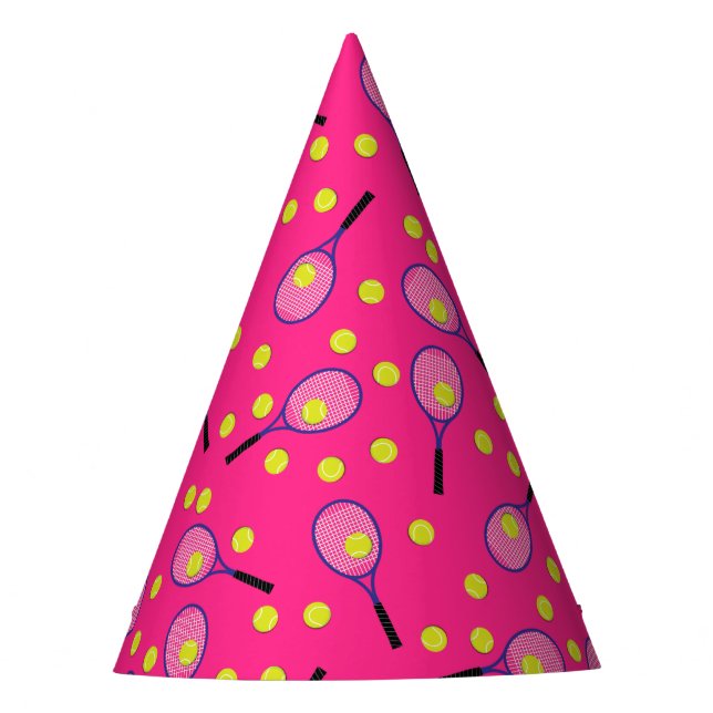 Pink Tennis Birthday Party Party Hat (Front)
