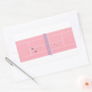 Pink Tennis Court Preppy Modern Tennis Player    Rectangular Sticker
