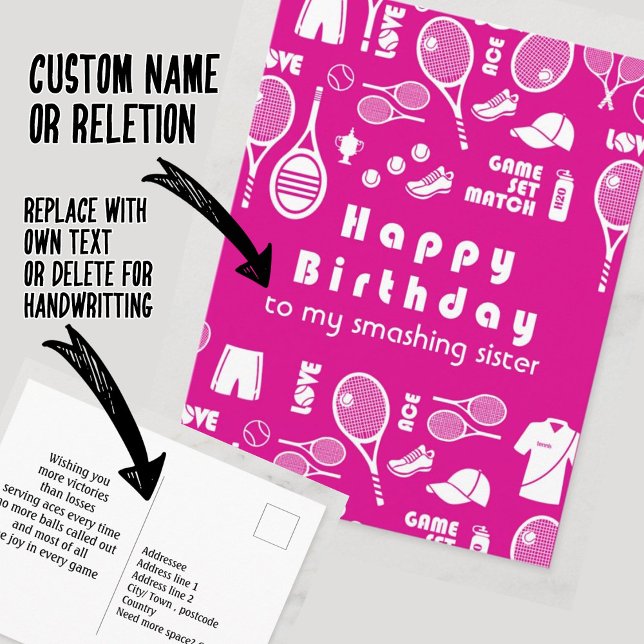 Pink 💗Tennis 🎾  Happy Birthday Postcard (Creator Uploaded)