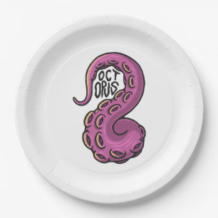 Pink Tentacle Paper Plate