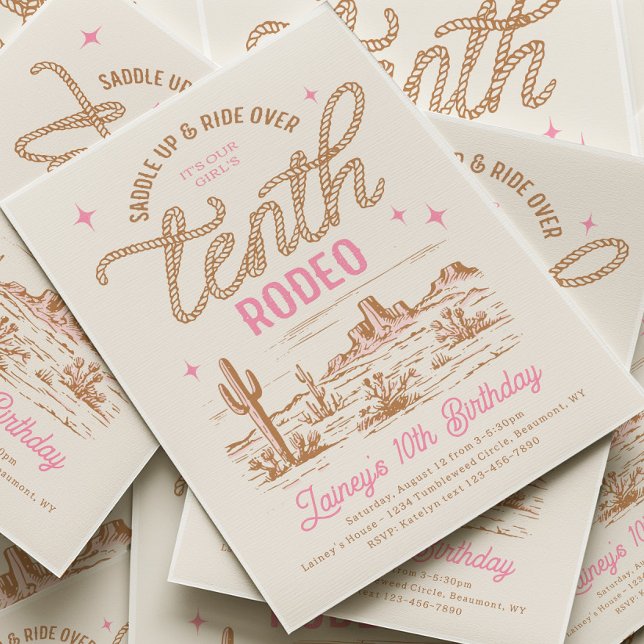Pink Tenth Rodeo Birthday Invitation (Creator Uploaded)