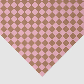 Pink Terracotta Checkerboard Checkered Girly Retro Tissue Paper