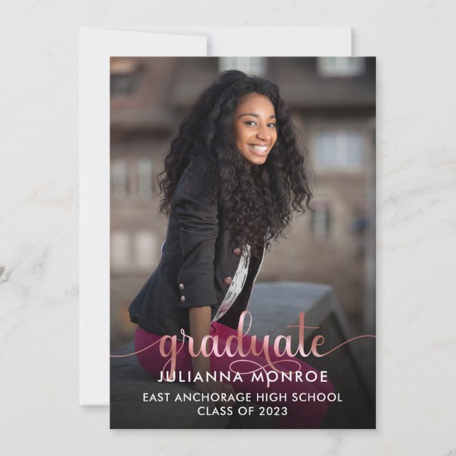 Pink Terracotta Graduate Script Graduation Announcement (Front)