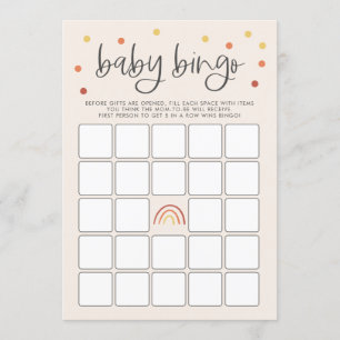 Pink Terracotta Rainbow Baby Shower Bingo Game Invitation