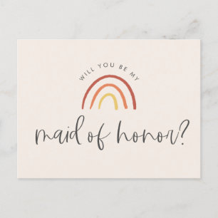 Pink Terracotta Rainbow Maid of Honor Proposal Invitation Postcard