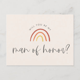 Pink Terracotta Rainbow Man of Honor Proposal Invitation Postcard