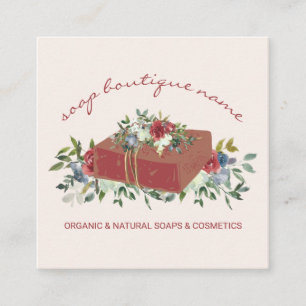 Pink Terracotta Soap Boutique Green traditional Square Business Card