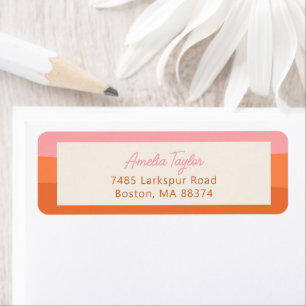 Pink Terracotta Stripe Personalised Return Address Label