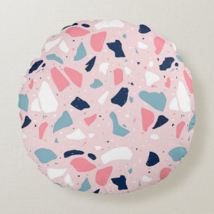 Pink Terrazzo Pattern Round Cushion