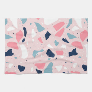 Pink Terrazzo Pattern Tea Towel