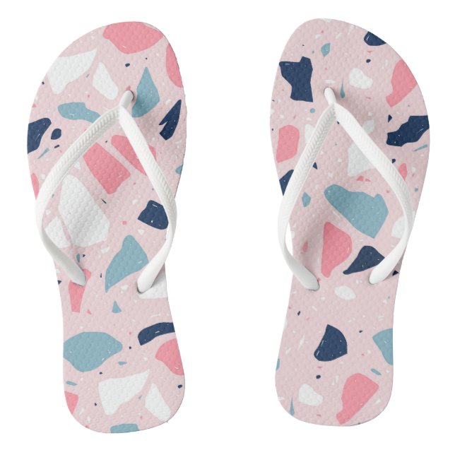 Pink Terrazzo Pattern Thongs (Footbed)