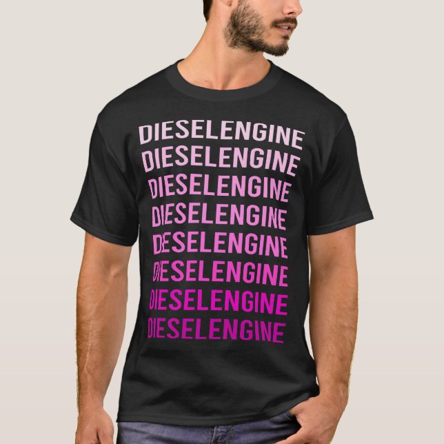 Pink Text Diesel Engine T-Shirt (Front)