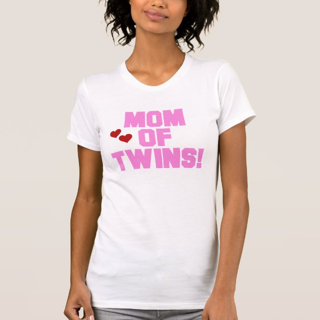 Pink Text Mum of Twins T-Shirt (Front)