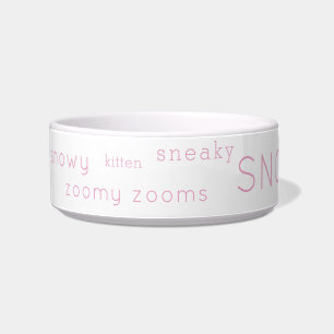 Pink Text Personalised Pet Nicknames Bowl