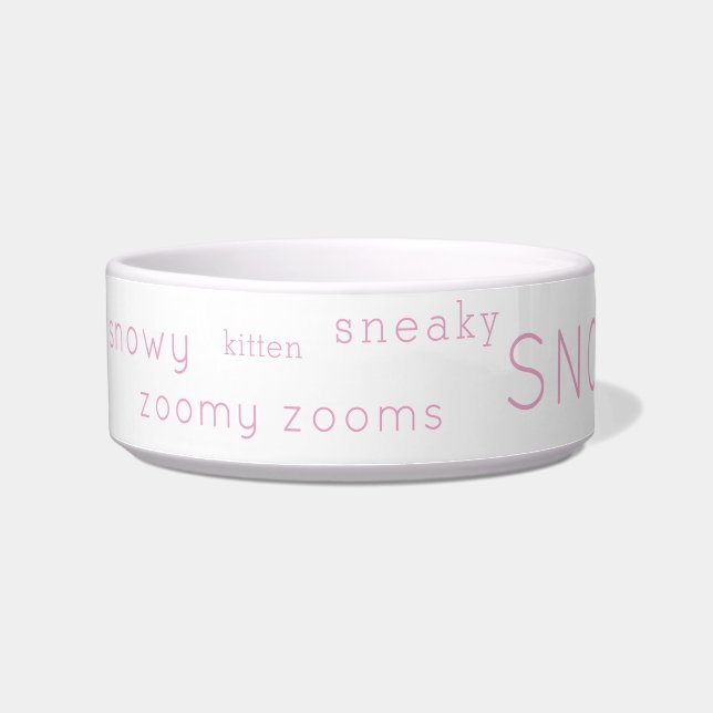 Pink Text Personalised Pet Nicknames Bowl (Left)