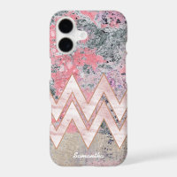 Pink Texture and Chevrons with Your Name