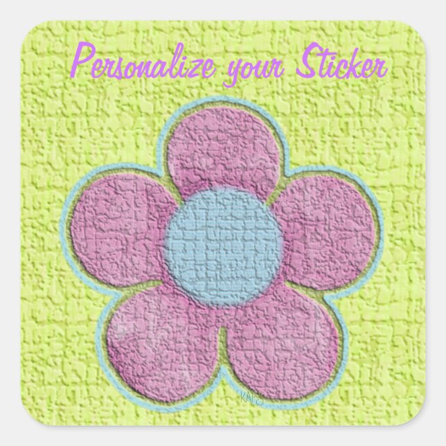 Pink Textured Flower Square Sticker (Front)
