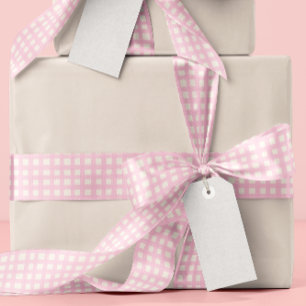 Pink Textured Gingham Satin Ribbon