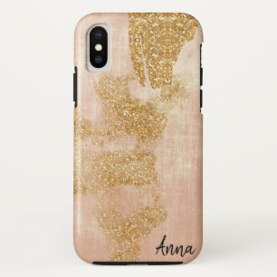 *~* Pink Textured Gold Glitter Distressed Golden iPhone X Case