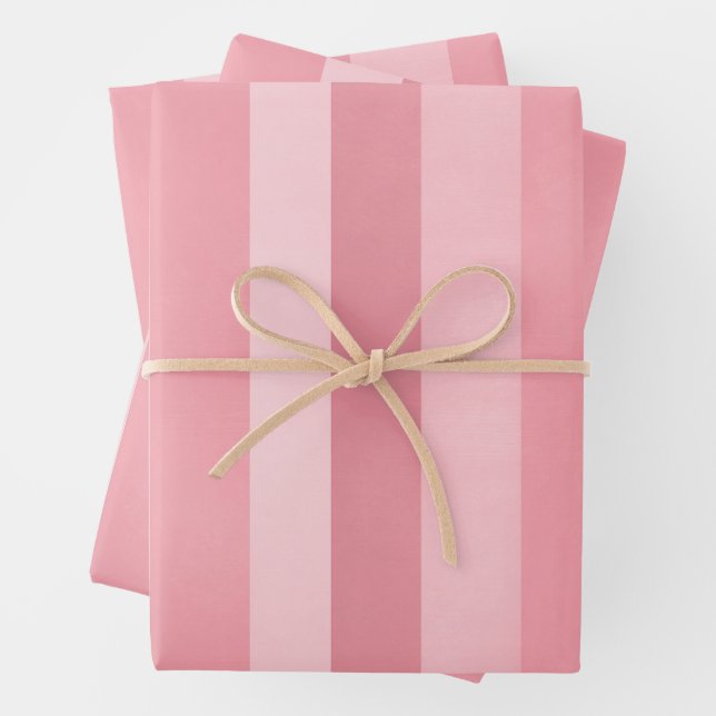 Pink Textured Stripes Pattern Wrapping Paper Sheet (In situ)