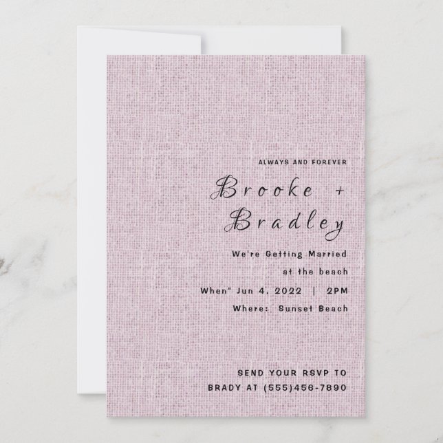 Pink Textured Wedding Invitation (Front)
