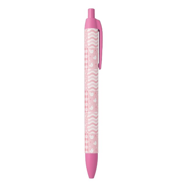 Pink Textures Black Ink Pen (Bottom (Vertical))