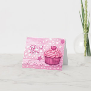 Pink Thank You Card - Celebration Cupcake Theme