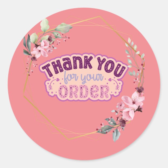 Pink Thank you for Order Sticker  (Front)