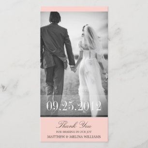 PINK  THANK YOU   WEDDING THANK YOU CARD