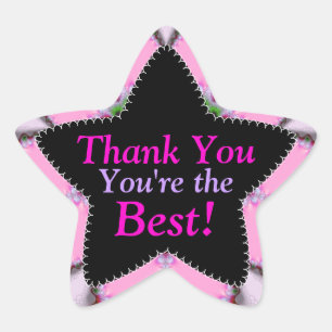 Pink Thank You You're the Best Star Sticker