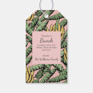Pink Thanks a Bunch Tropical Bananas Appreciation Gift Tags