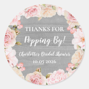 Pink Thanks for Popping By Bridal Shower Tag