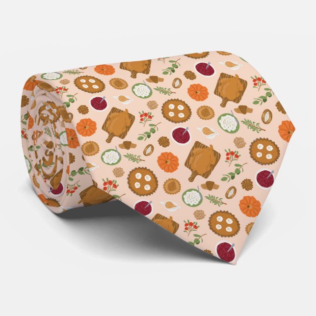 Pink Thanksgiving Turkey Dinner Tie (Rolled)