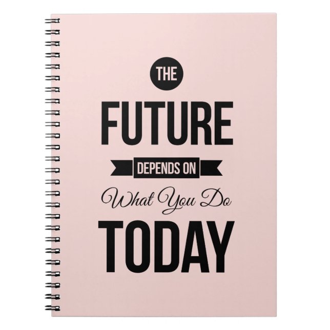 Pink The Future Inspirational Quote Notebook (Front)