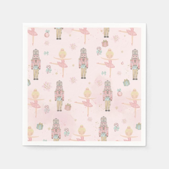 Pink The Nutcracker Christmas Ballet Decoupage Napkin (Front)