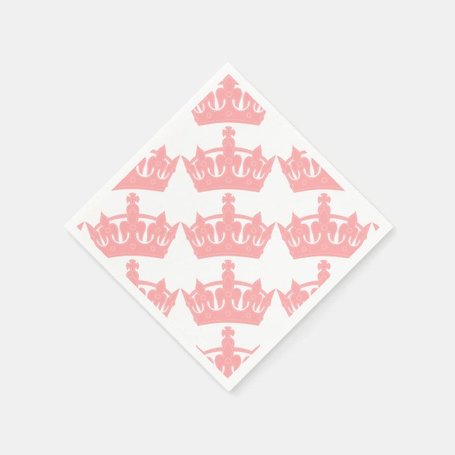 Pink Theme English Royal Crown Paper Napkins (Corner)