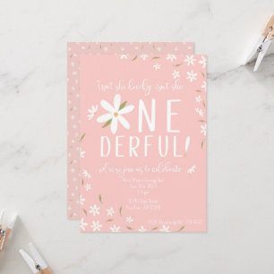 Pink Theme Isn't She Onederful Birthday Invite