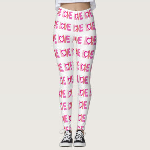 Pink theme love words pattern leggings