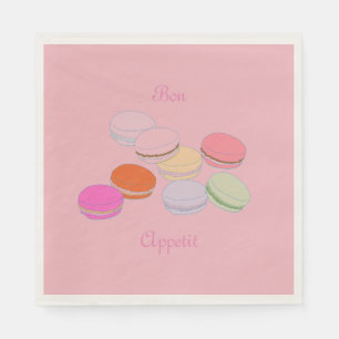 Pink Theme Paris French Macaron Bon Appetit Napkin