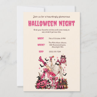 Pink Themed Halloween Party Invitation