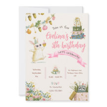 Pink Themed Kids Animal Birthday Party Invitation
