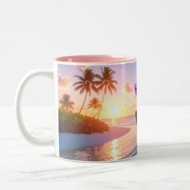 PINK THINKER - Flamingo PINK Two-Tone Coffee Mug (Left)