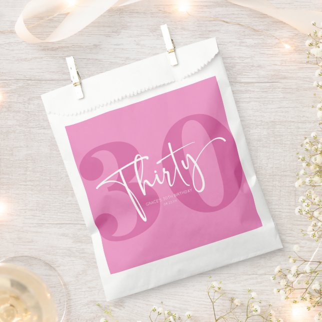 Pink Thirty 30th Thirtieth Birthday Party Favour Bag (Clipped)
