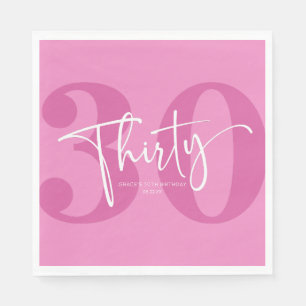Pink Thirty 30th Thirtieth Birthday Party Napkin