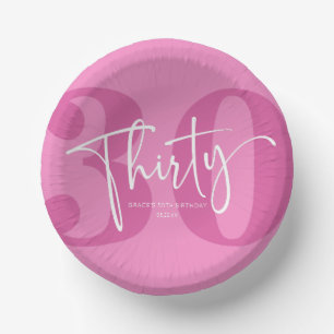 Pink Thirty 30th Thirtieth Birthday Party Paper Plate