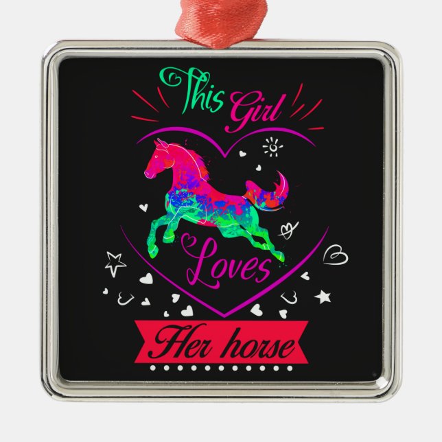 Pink This Girl Loves Her Horse   Metal Ornament (Front)
